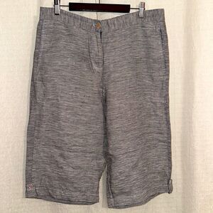 blue illusion M Chambray Heather Blue Linen Hem Tabs Bermuda Shorts with Pockets